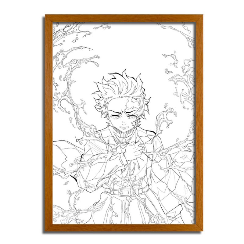 Demon Slayer: Tanjiro and Rengoku LED Light Painting Lamp Artwork